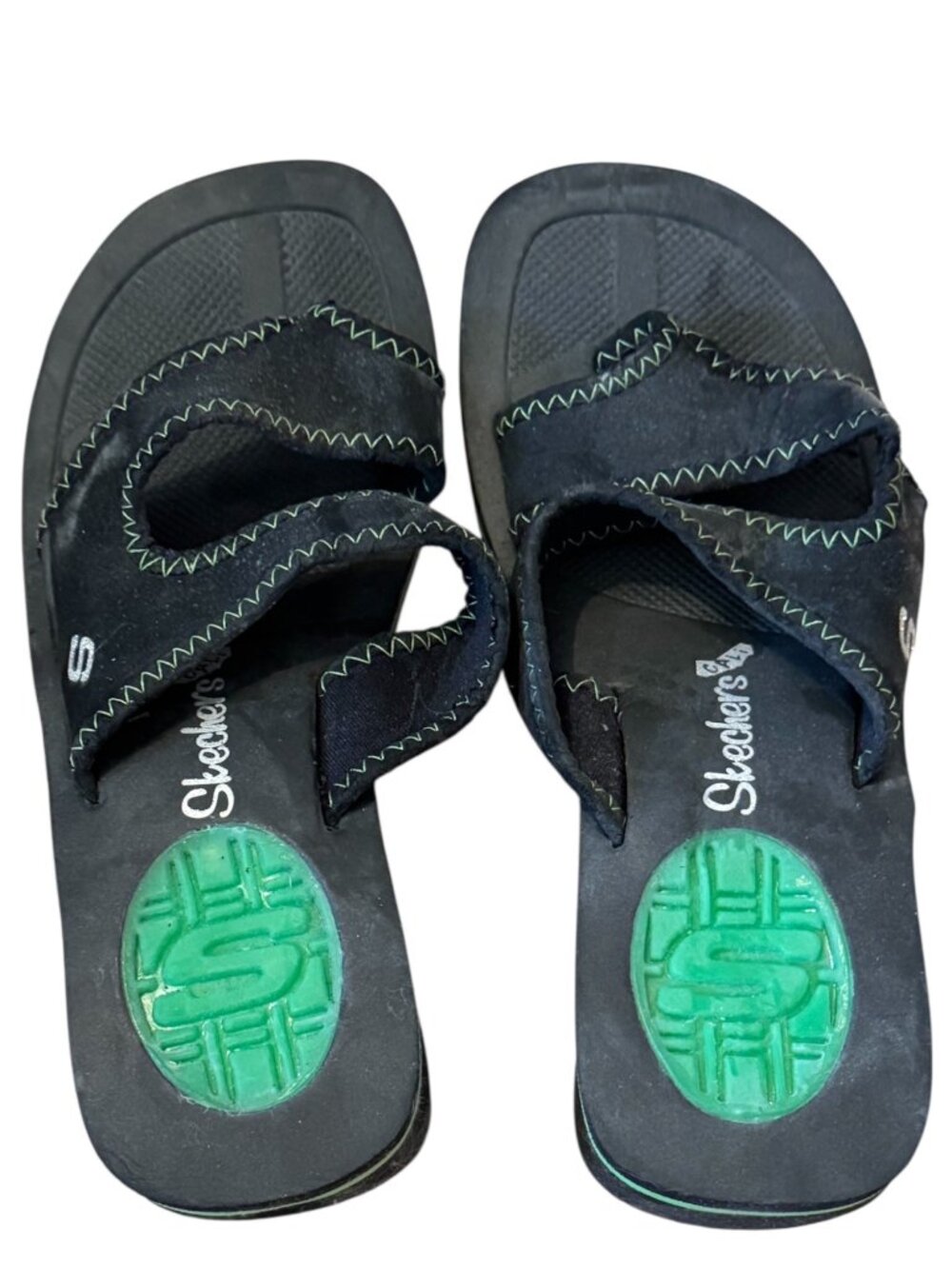 90s Y2K Skechers Cali Sport Sandals Womens 5 Black Green Chunky Platform